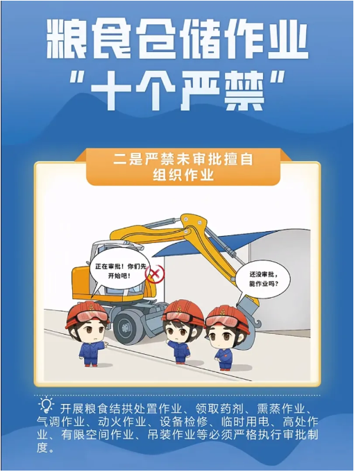 漫画图解丨粮食仓储作业“十个严禁”（国家粮食和物资储备局宣教中心）(图2)